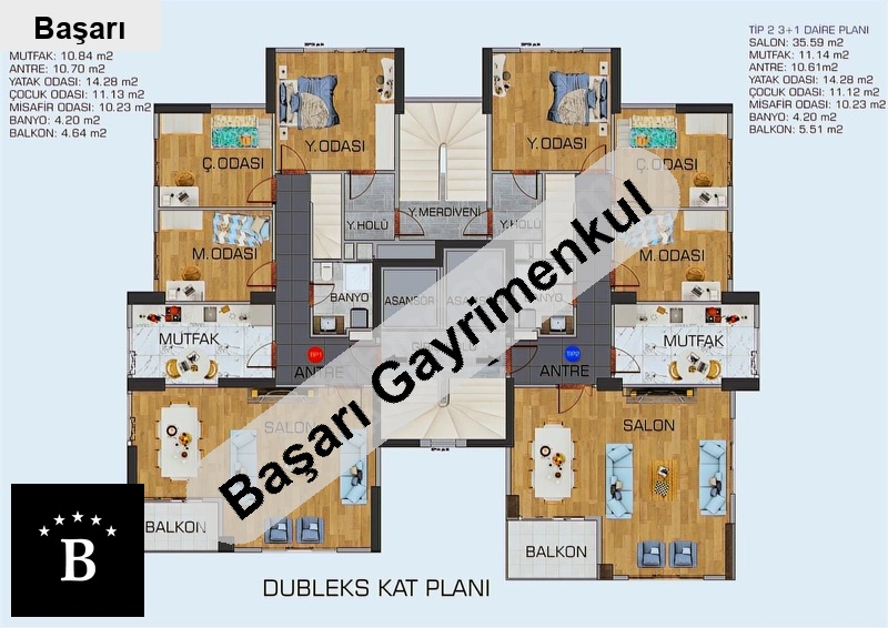 Başarı'dan erenköy'de 4+1 muhteşem lokasyon'da 132 m2 geni̇ş lüks dubleks