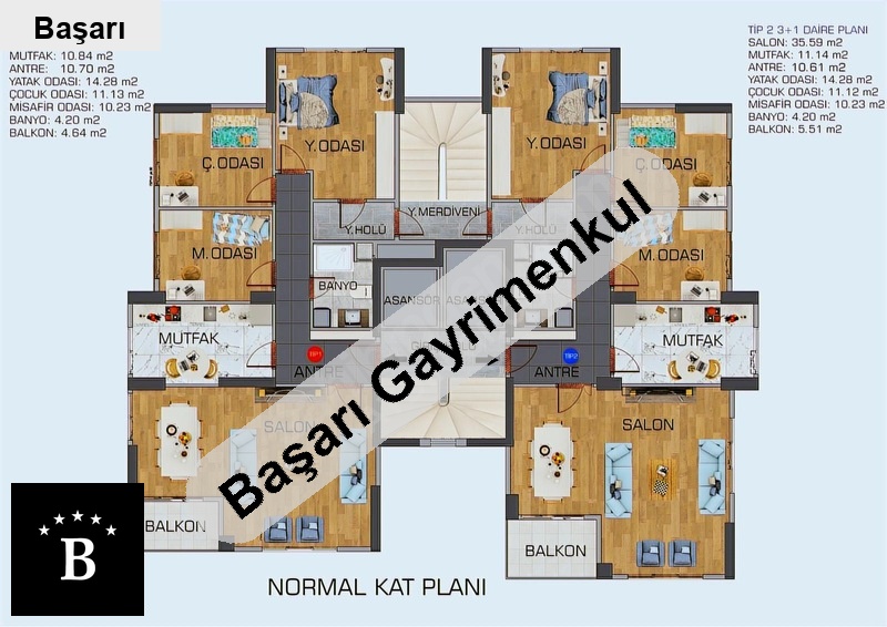 Başarı'dan erenköy'de 3+1 muhteşem lokasyon'da 107 m2 geni̇ş lüks dai̇re