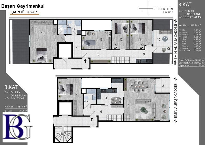 Başarı'dan suadi̇ye'de ultra lüks 5+1 300 m2  yasal dubleks dai̇re 2025 yapımı