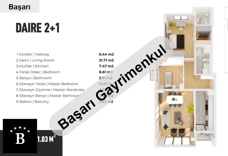 Başarı'dan suadi̇ye de bağdat si̇ne 2paralel 2+1 71m2net satilik dai̇re