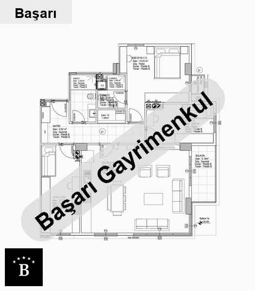 Başarı'dan i̇lker apartmani projesi 3+1 107m2 balkonlu satılık daire